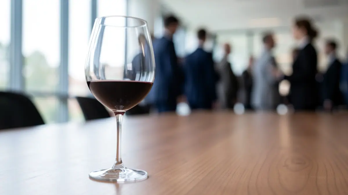 Generic image of a wine glass in a professional setting.