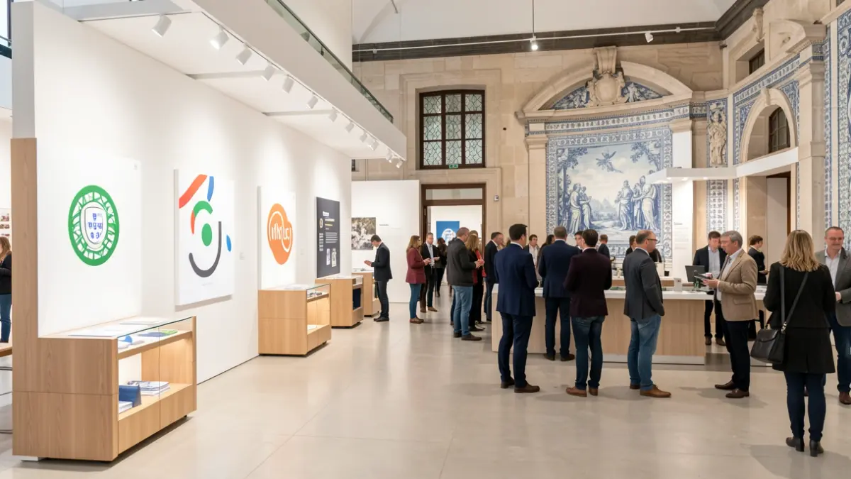 Espacio de exposición dedicado a marcas portuguesas en la Porto Business School.