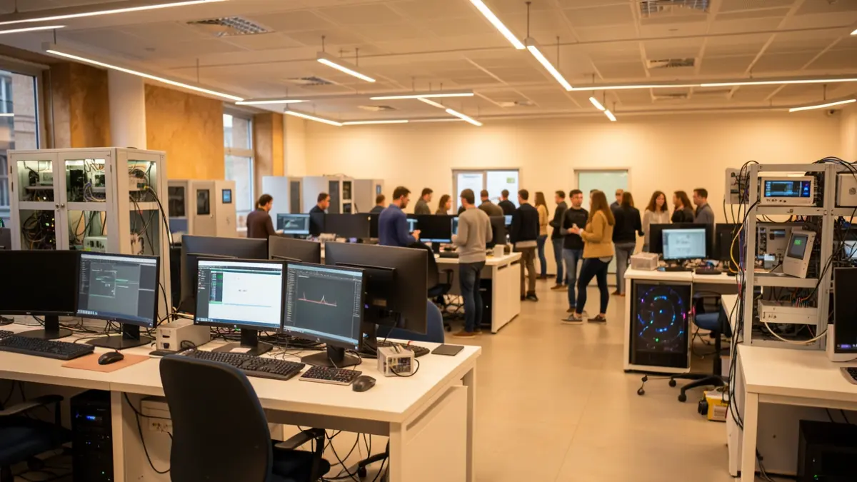 Imagen genérica de un centro de formación tecnológica moderno en Portugal, con ordenadores de última generación y laboratorios especializados.