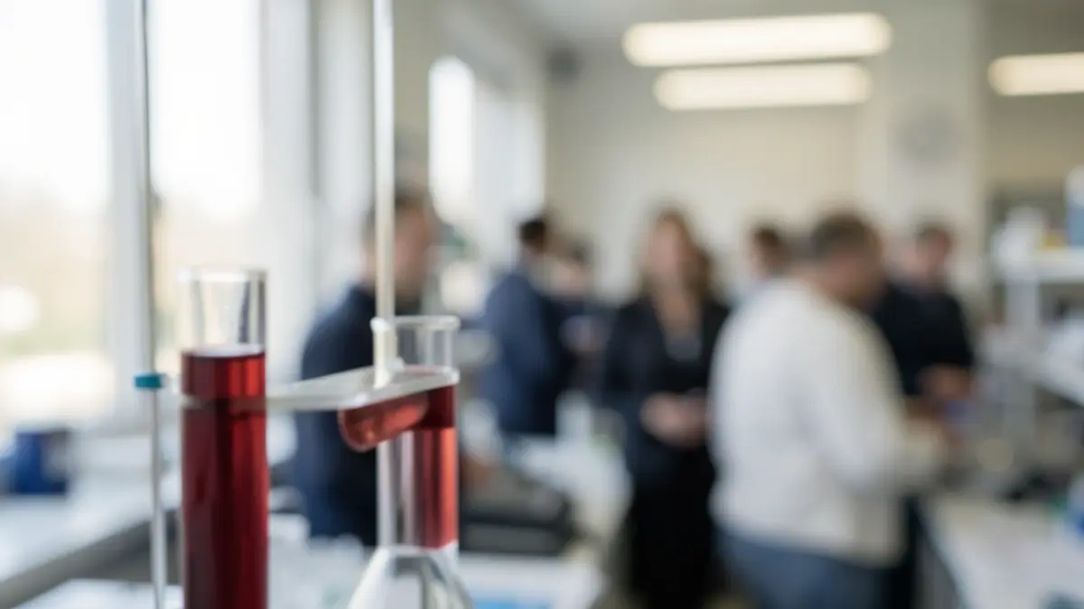Imagen genérica de una muestra de sangre en un tubo de ensayo en laboratorio.