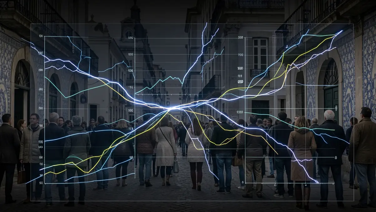 Imagem genérica de um relatório sobre o desempenho técnico das redes elétricas, com elementos visuais abstratos de energia e gráficos.