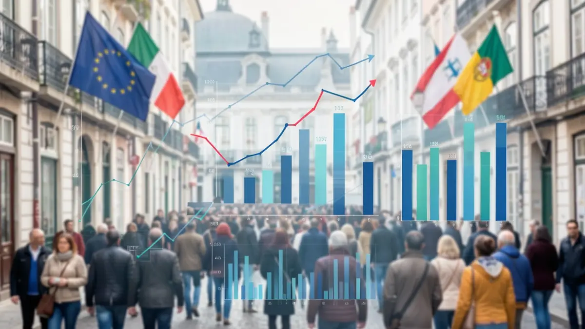 Generic image of charts and Portuguese architectural elements, representing public policy analysis.