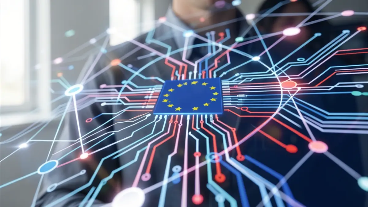 Generic image of interconnected digital nodes and circuits.