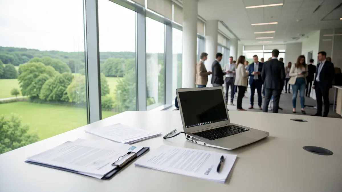 Interior of a modern office in a science and technology park in the Azores, overlooking the landscape.