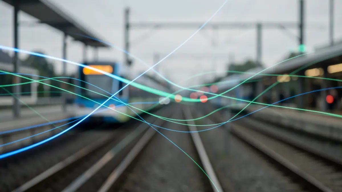Generic image of abstract light lines representing data flow and connectivity in public transport.
